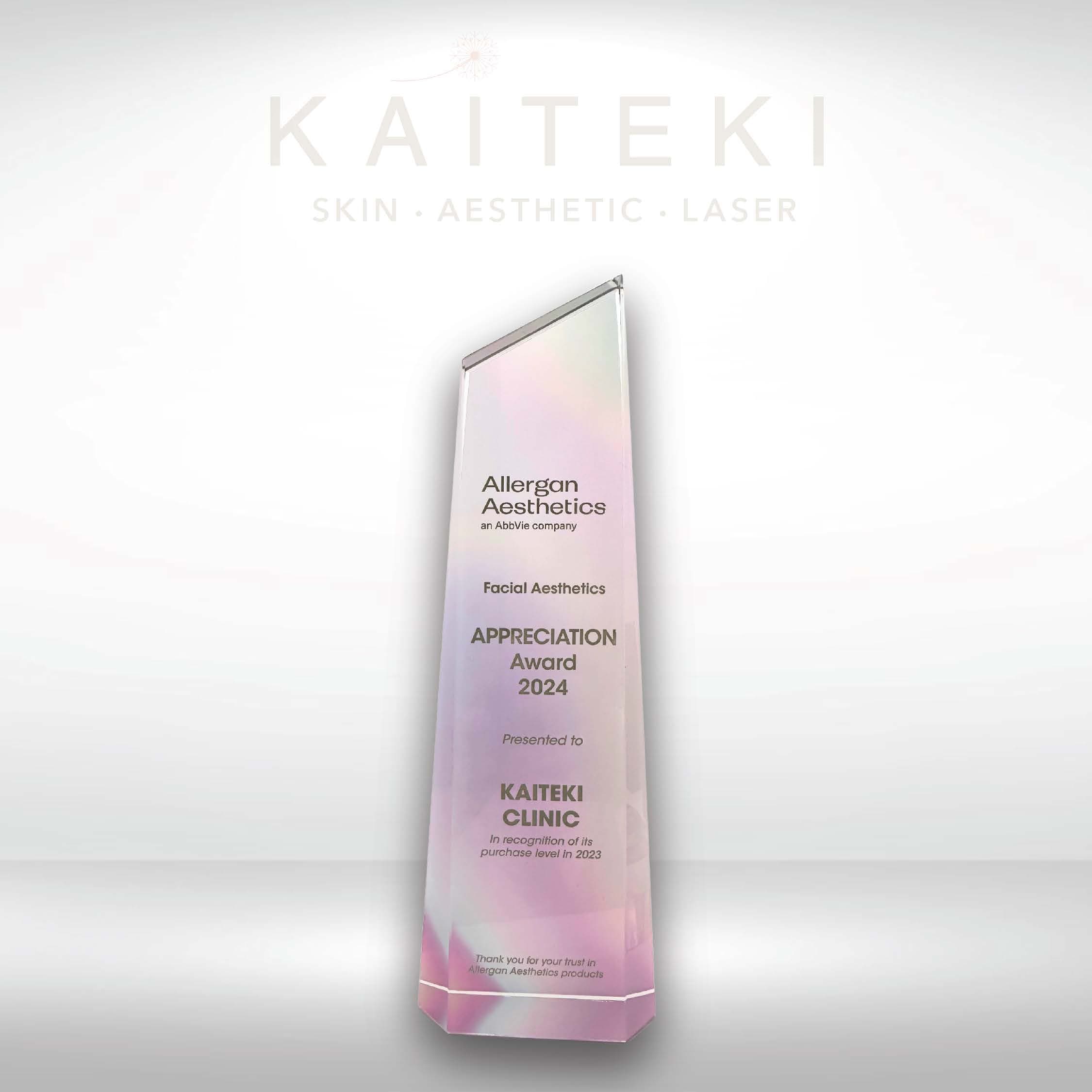 Allergan Aesthetics Facial Aesthetics Appreciation award presented to Kaiteki, 2024.
