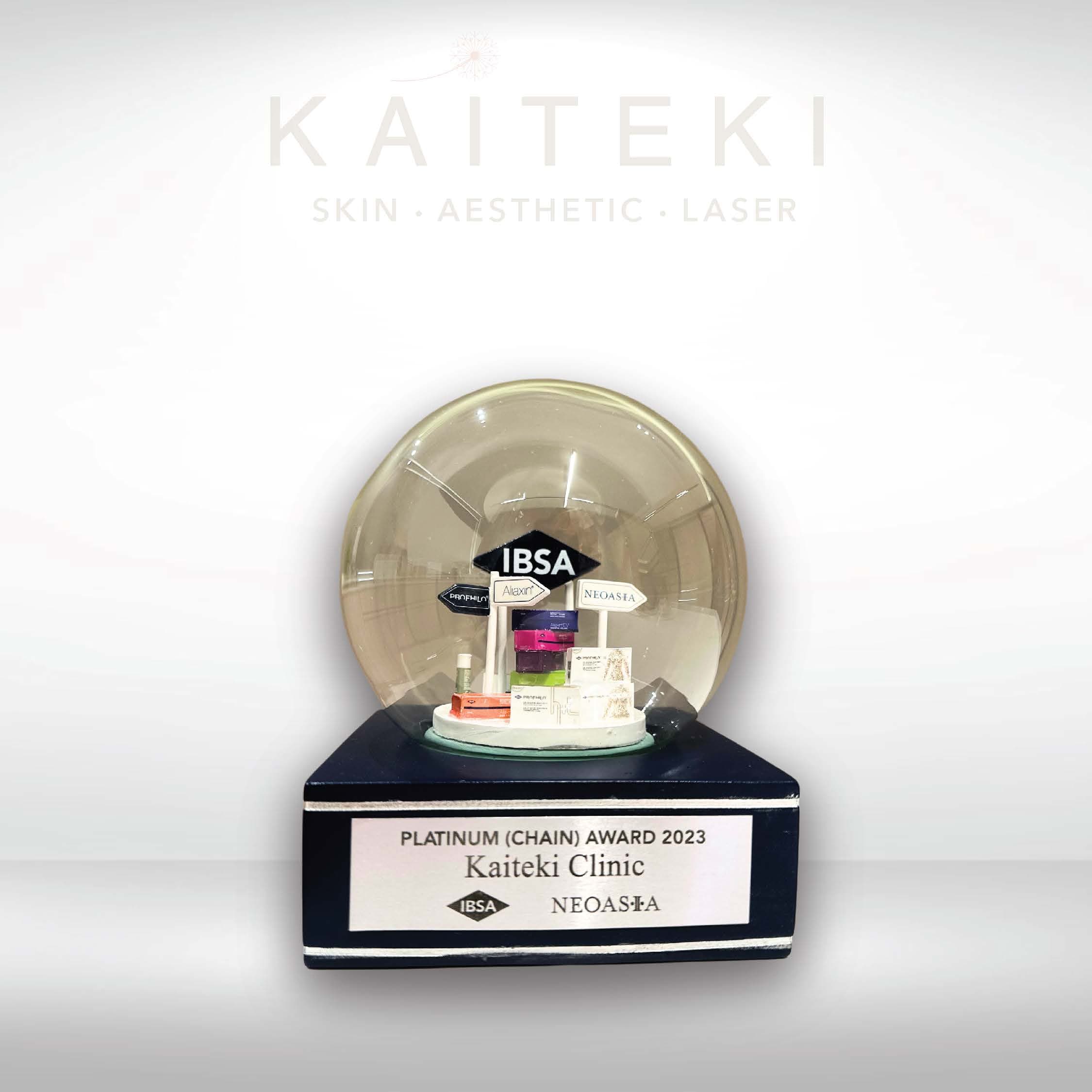 Neoasia Profhilo Platinum award plaque presented to Kaiteki, 2023.