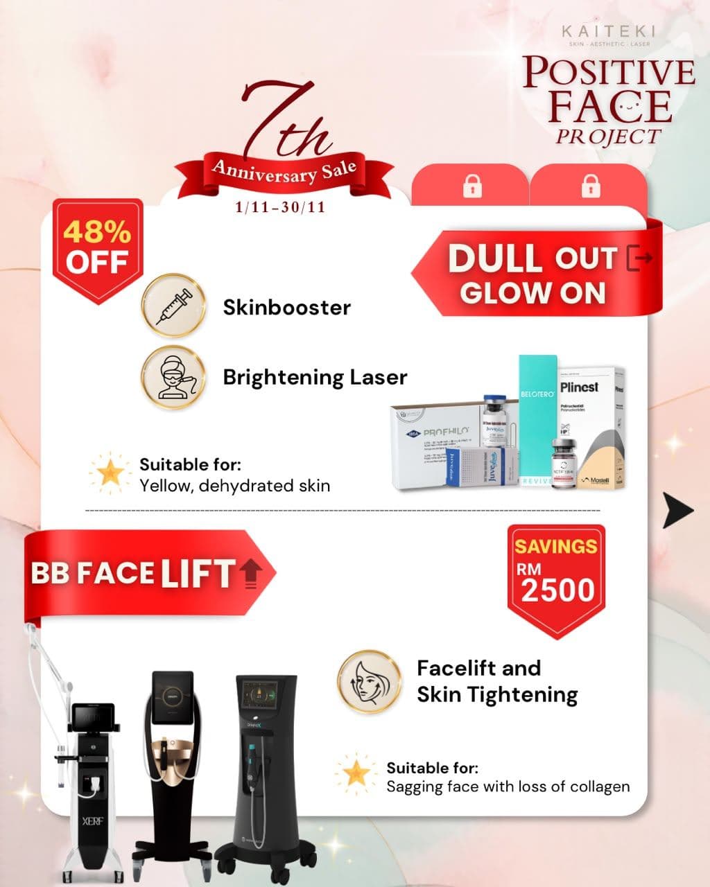 Kaiteki 7th anniversary promotion: Dull Out Glow On & BB Face Lift