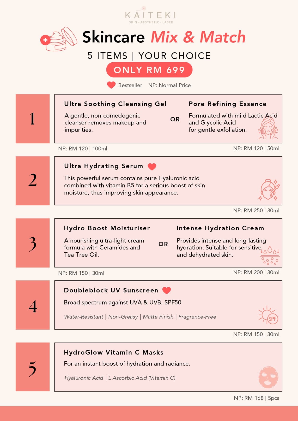 Kaiteki Skincare Mix & Match promotion: RM699
